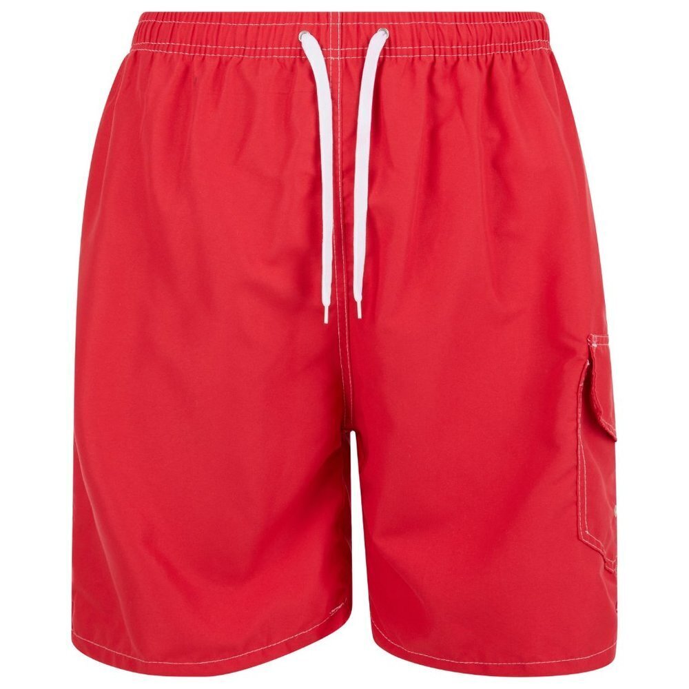 Men Swim Shorts, Swimming Trunks, 3 Pocket Cargo Swimwear, Red